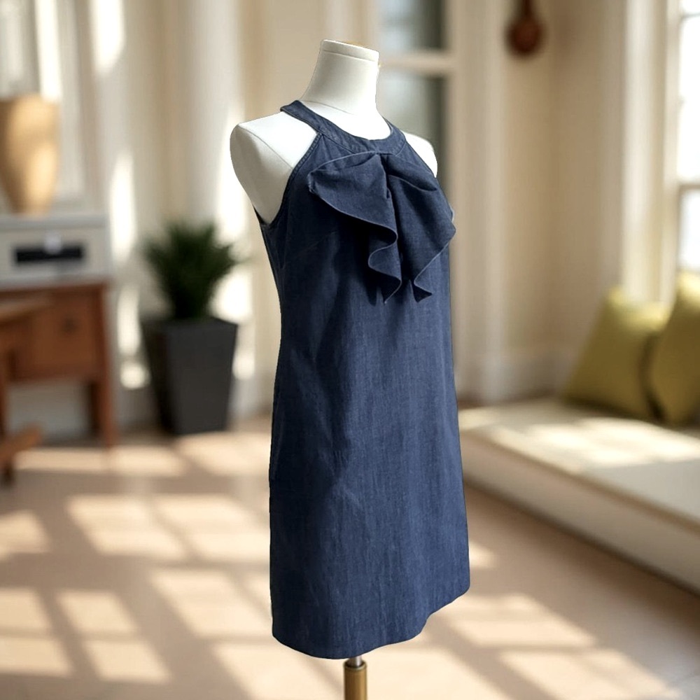 Banana Republic Denim Blue Halter Dress with Stretch! Small! - Picture 3 of 8